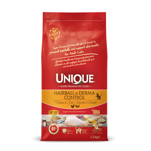 Unique Tüy Yumağı Önleyici Ve Dermatolojik Destekleyici Yetişkin Kedi Maması Tavuklu&Balıklı 1,5 kg