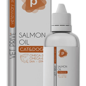 Vet Prive Salmon Oil - Kediler ve Köpekler için Omega 3 ve Omega 6 Sıvı Desteği 50 ml